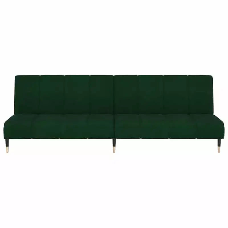 vidaXL 2-Seater Sofa Bed - Dark Green Velvet Upholstered Loveseat, Multi-Functional Twin Sleeper for Living Room/Studio