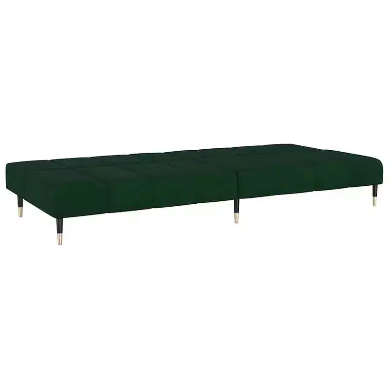 vidaXL 2-Seater Sofa Bed - Dark Green Velvet Upholstered Loveseat, Multi-Functional Twin Sleeper for Living Room/Studio