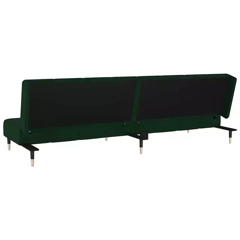 vidaXL 2-Seater Sofa Bed - Dark Green Velvet Upholstered Loveseat, Multi-Functional Twin Sleeper for Living Room/Studio
