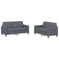vidaXL 2 Piece Sofa Set in Dark Gray Velvet, Modern Style Comfortable Seating with Sturdy Frame, Perfect for Living Room or Office