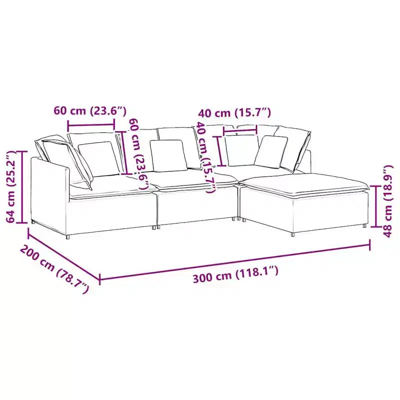 vidaXL Modular Sofa Dark Gray Velvet (100% Polyester), Foam, Metal, Wood