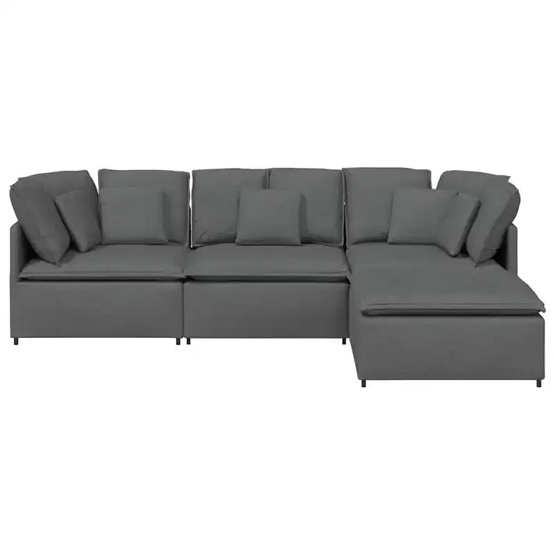 vidaXL Modular Sofa Dark Gray Velvet (100% Polyester), Foam, Metal, Wood