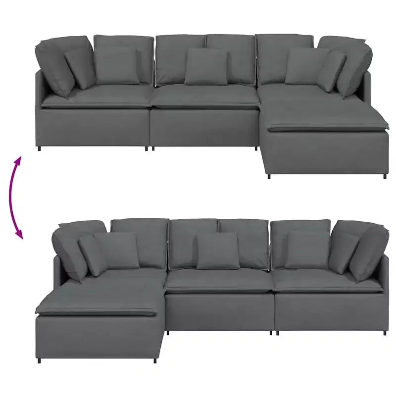 vidaXL Modular Sofa Dark Gray Velvet (100% Polyester), Foam, Metal, Wood
