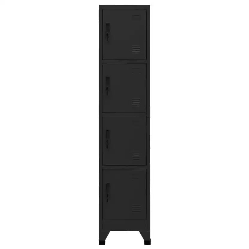 vidaXL Locker Cabinet Black | 15x17.7x70.9 | Steel | 4 Lockable Doors | Air Vents | Name Tag Holders | Perfect for Office, School, and Home