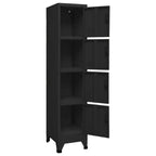 vidaXL Locker Cabinet Black | 15x17.7x70.9 | Steel | 4 Lockable Doors | Air Vents | Name Tag Holders | Perfect for Office, School, and Home