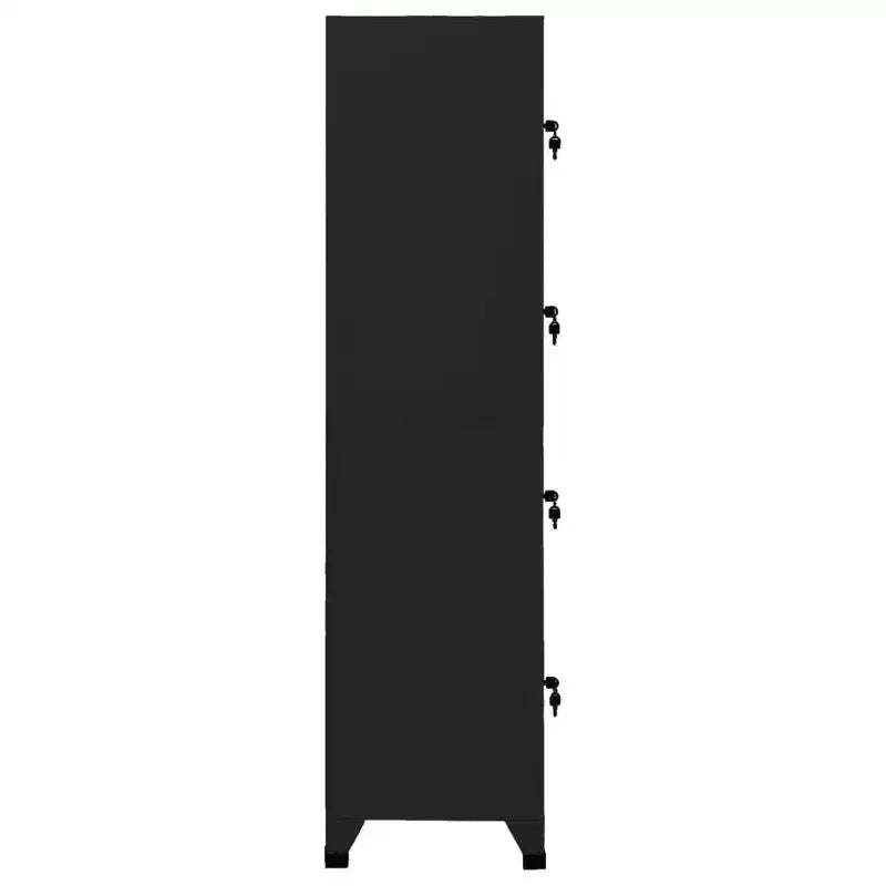 vidaXL Locker Cabinet Black | 15x17.7x70.9 | Steel | 4 Lockable Doors | Air Vents | Name Tag Holders | Perfect for Office, School, and Home