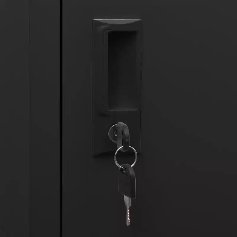 vidaXL Locker Cabinet Black | 15x17.7x70.9 | Steel | 4 Lockable Doors | Air Vents | Name Tag Holders | Perfect for Office, School, and Home