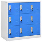 vidaXL 2-Piece Locker Cabinets in Gray and Blue | Steel Storage Units with Multiple Compartment | Office Organizer with Locks