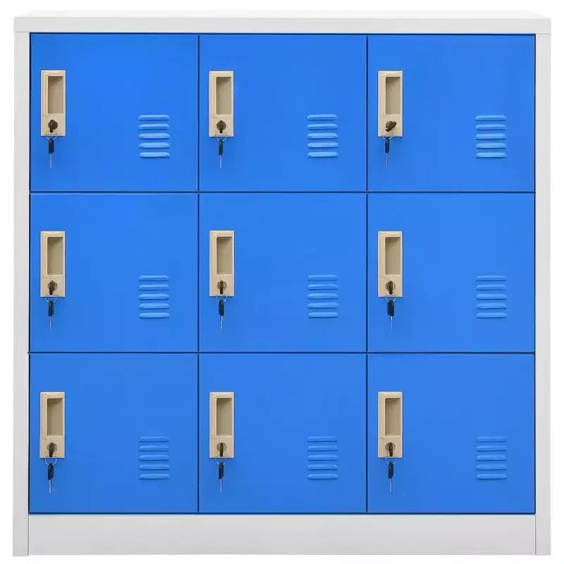 vidaXL Armadietti multiuso (2 pz) in acciaio grigio e blu | Contenitori industriali con scomparti multipli | Mobile schedario con serrature