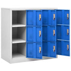 vidaXL Armadietti multiuso (2 pz) in acciaio grigio e blu | Contenitori industriali con scomparti multipli | Mobile schedario con serrature