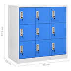 vidaXL Armadietti multiuso (2 pz) in acciaio grigio e blu | Contenitori industriali con scomparti multipli | Mobile schedario con serrature