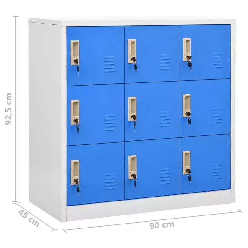 vidaXL Armadietti multiuso (2 pz) in acciaio grigio e blu | Contenitori industriali con scomparti multipli | Mobile schedario con serrature