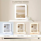 ELECWISH 31.5 Wood Vanity Desk Set with LED Mirror & Stool - 3-Way Lighting, 2 Drawers, Soft-Padded Seat