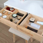 ELECWISH 31.5 Wood Vanity Desk Set with LED Mirror & Stool - 3-Way Lighting, 2 Drawers, Soft-Padded Seat