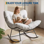 Sedia a Dondolo Papasan con Cuscino Spesso - Poltrona Lounge in Rattan per Interni Esterni Soggiorno Balcone