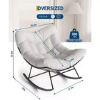 Sedia a Dondolo Papasan con Cuscino Spesso - Poltrona Lounge in Rattan per Interni Esterni Soggiorno Balcone
