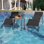 Outdoor Chaise Lounge Chairs Set of 3,Aluminum Patio Chaise Lounge 2 Chair Set with Table, for Poolside, Garden, and Beach - Recliners