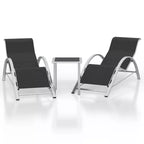 Outdoor Chaise Lounge Chairs Set of 3,Aluminum Patio Chaise Lounge 2 Chair Set with Table, for Poolside, Garden, and Beach - Recliners