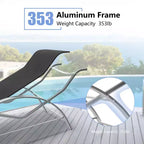 Outdoor Chaise Lounge Chairs Set of 3,Aluminum Patio Chaise Lounge 2 Chair Set with Table, for Poolside, Garden, and Beach - Recliners