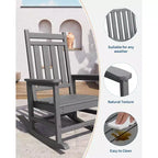 TROPOW Outdoor Rocking Chair, All Weather HDPE Plastic Patio Rocker Chair with Wide Armrests, Classic Fire Pit Chair for Porch, Deck, Lawn, Garde