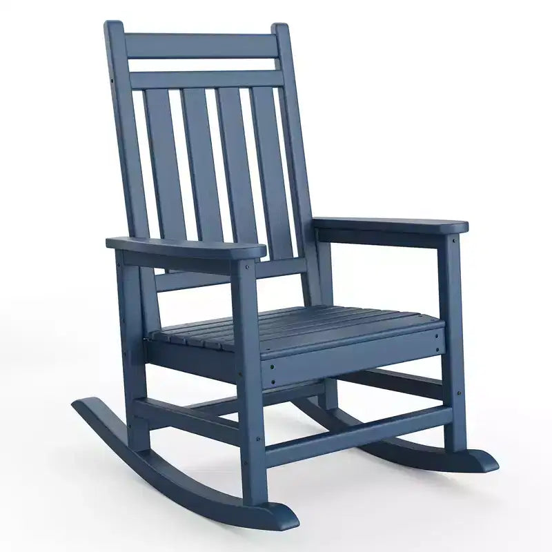 TROPOW Outdoor Rocking Chair, All Weather HDPE Plastic Patio Rocker Chair with Wide Armrests, Classic Fire Pit Chair for Porch, Deck, Lawn, Garde