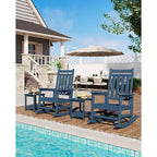 TROPOW Outdoor Rocking Chair, All Weather HDPE Plastic Patio Rocker Chair with Wide Armrests, Classic Fire Pit Chair for Porch, Deck, Lawn, Garde