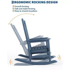 TROPOW Outdoor Rocking Chair, All Weather HDPE Plastic Patio Rocker Chair with Wide Armrests, Classic Fire Pit Chair for Porch, Deck, Lawn, Garde