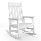 TROPOW Outdoor Rocking Chair, All Weather HDPE Plastic Patio Rocker Chair with Wide Armrests, Classic Fire Pit Chair for Porch, Deck, Lawn, Garde