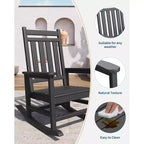TROPOW Outdoor Rocking Chair, All Weather HDPE Plastic Patio Rocker Chair with Wide Armrests, Classic Fire Pit Chair for Porch, Deck, Lawn, Garde