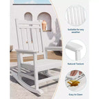 TROPOW Outdoor Rocking Chair, All Weather HDPE Plastic Patio Rocker Chair with Wide Armrests, Classic Fire Pit Chair for Porch, Deck, Lawn, Garde