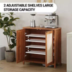 Wooden Sideboard Buffet Storage Cabinet with Rattan Paneled Doors, Adjustable Shelves Kitchen Cupboard Console Table, Perfect for Dining Room