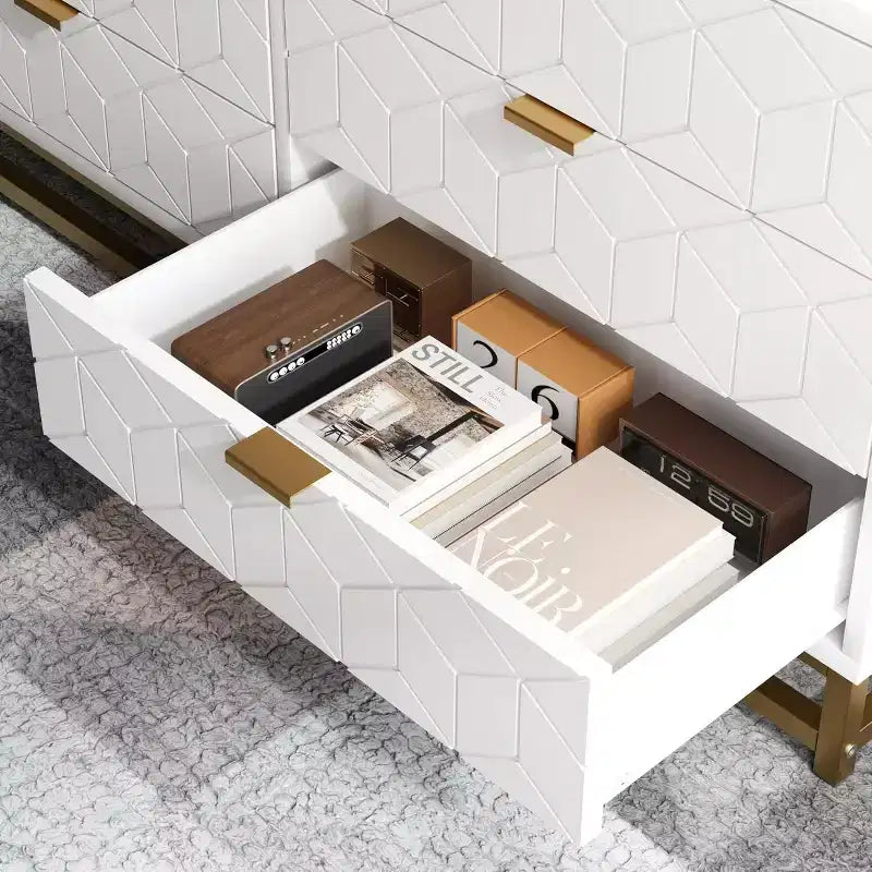 Acekool Cassettiera a 6 cassetti, mobile contenitore ampio e moderno con gambe in metallo dorato, grande armadio per camera da letto, soggiorno, ingresso