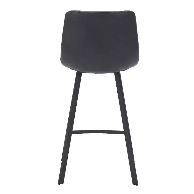 LeisureMod Elland Leather 35 Upholstered Counter Stool  Modern Stool with Black Stainless Steel Legs for Kitchen Island or Home Bar Set of 2