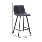 LeisureMod Elland Leather 35 Upholstered Counter Stool  Modern Stool with Black Stainless Steel Legs for Kitchen Island or Home Bar Set of 2