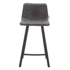 LeisureMod Elland Leather 35 Upholstered Counter Stool  Modern Stool with Black Stainless Steel Legs for Kitchen Island or Home Bar Set of 2