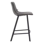 LeisureMod Elland Leather 35 Upholstered Counter Stool  Modern Stool with Black Stainless Steel Legs for Kitchen Island or Home Bar Set of 2