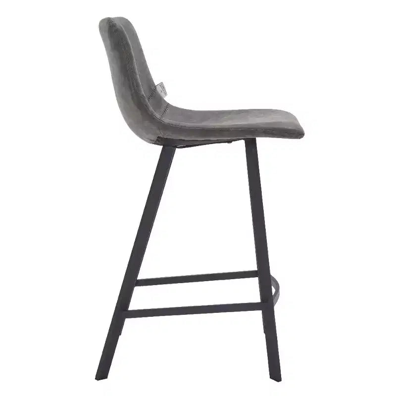 LeisureMod Elland Leather 35 Upholstered Counter Stool  Modern Stool with Black Stainless Steel Legs for Kitchen Island or Home Bar Set of 2