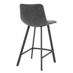 LeisureMod Elland Leather 35 Upholstered Counter Stool  Modern Stool with Black Stainless Steel Legs for Kitchen Island or Home Bar Set of 2