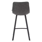 LeisureMod Elland Leather 35 Upholstered Counter Stool  Modern Stool with Black Stainless Steel Legs for Kitchen Island or Home Bar Set of 2