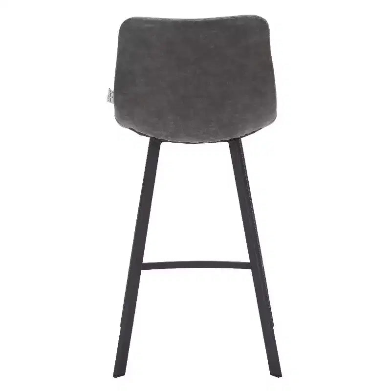 LeisureMod Elland Leather 35 Upholstered Counter Stool  Modern Stool with Black Stainless Steel Legs for Kitchen Island or Home Bar Set of 2
