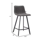 LeisureMod Elland Leather 35 Upholstered Counter Stool  Modern Stool with Black Stainless Steel Legs for Kitchen Island or Home Bar Set of 2