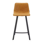 LeisureMod Elland Leather 35 Upholstered Counter Stool  Modern Stool with Black Stainless Steel Legs for Kitchen Island or Home Bar Set of 2