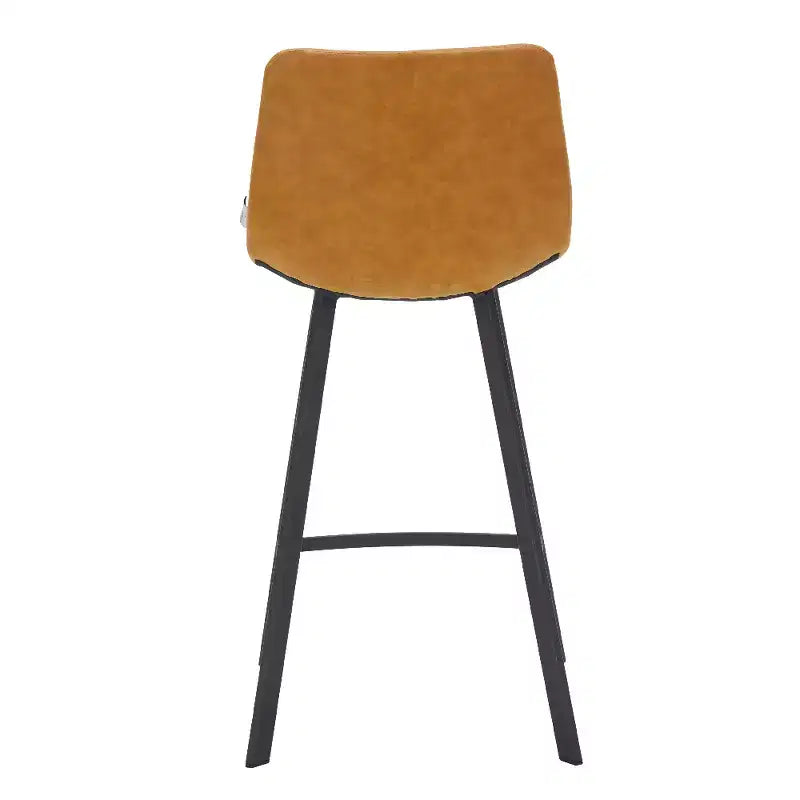 LeisureMod Elland Leather 35 Upholstered Counter Stool  Modern Stool with Black Stainless Steel Legs for Kitchen Island or Home Bar Set of 2