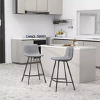 LeisureMod Elland Leather 35 Upholstered Counter Stool  Modern Stool with Black Stainless Steel Legs for Kitchen Island or Home Bar Set of 2