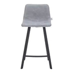 LeisureMod Elland Leather 35 Upholstered Counter Stool  Modern Stool with Black Stainless Steel Legs for Kitchen Island or Home Bar Set of 2