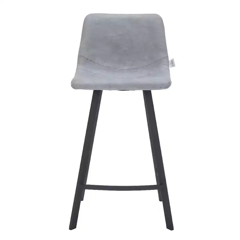 LeisureMod Elland Leather 35 Upholstered Counter Stool  Modern Stool with Black Stainless Steel Legs for Kitchen Island or Home Bar Set of 2
