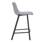 LeisureMod Elland Leather 35 Upholstered Counter Stool  Modern Stool with Black Stainless Steel Legs for Kitchen Island or Home Bar Set of 2