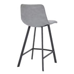 LeisureMod Elland Leather 35 Upholstered Counter Stool  Modern Stool with Black Stainless Steel Legs for Kitchen Island or Home Bar Set of 2