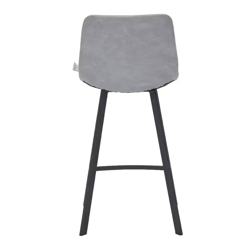 LeisureMod Elland Leather 35 Upholstered Counter Stool  Modern Stool with Black Stainless Steel Legs for Kitchen Island or Home Bar Set of 2