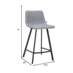 LeisureMod Elland Leather 35 Upholstered Counter Stool  Modern Stool with Black Stainless Steel Legs for Kitchen Island or Home Bar Set of 2